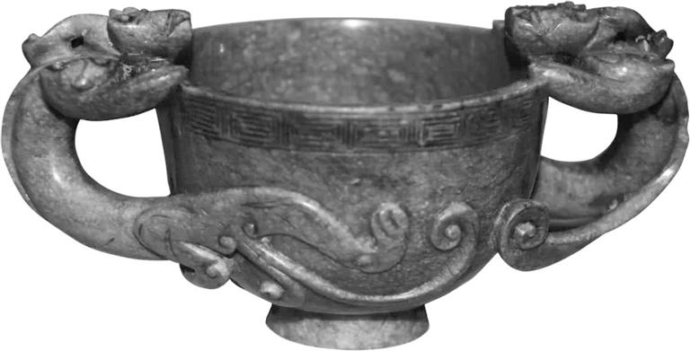 明青玉雙螭耳杯，蘭州晏家坪出土的稀世珍寶