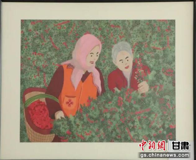 靖遠(yuǎn)縣枸杞種植業(yè)帶動(dòng)10多萬農(nóng)民脫貧致富。刺繡 王明風(fēng) 繡稿 胡靜