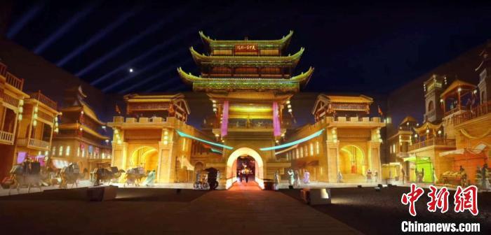 2024年7月15日，甘肅嘉峪關(guān)開啟“夜游”模式。圖為夜游燈光劇《天下嘉峪關(guān)》光影效果。(甘肅嘉峪關(guān)關(guān)城景區(qū)供圖)