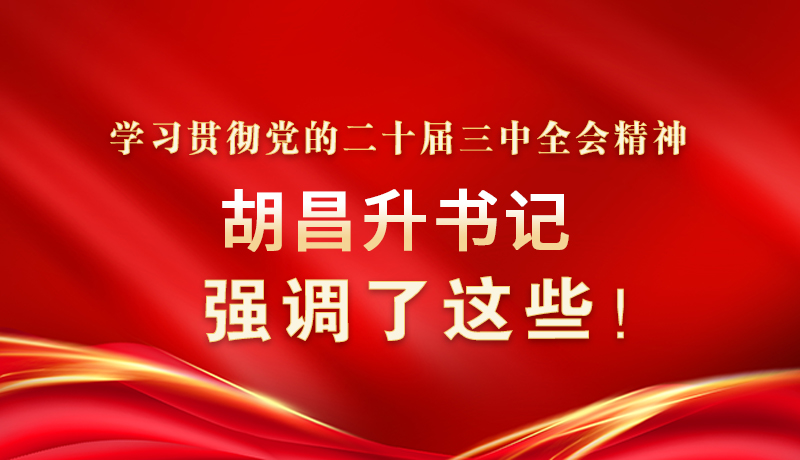 圖解|學(xué)習(xí)貫徹黨的二十屆三中全會(huì)精神 胡昌升書記強(qiáng)調(diào)了這些！